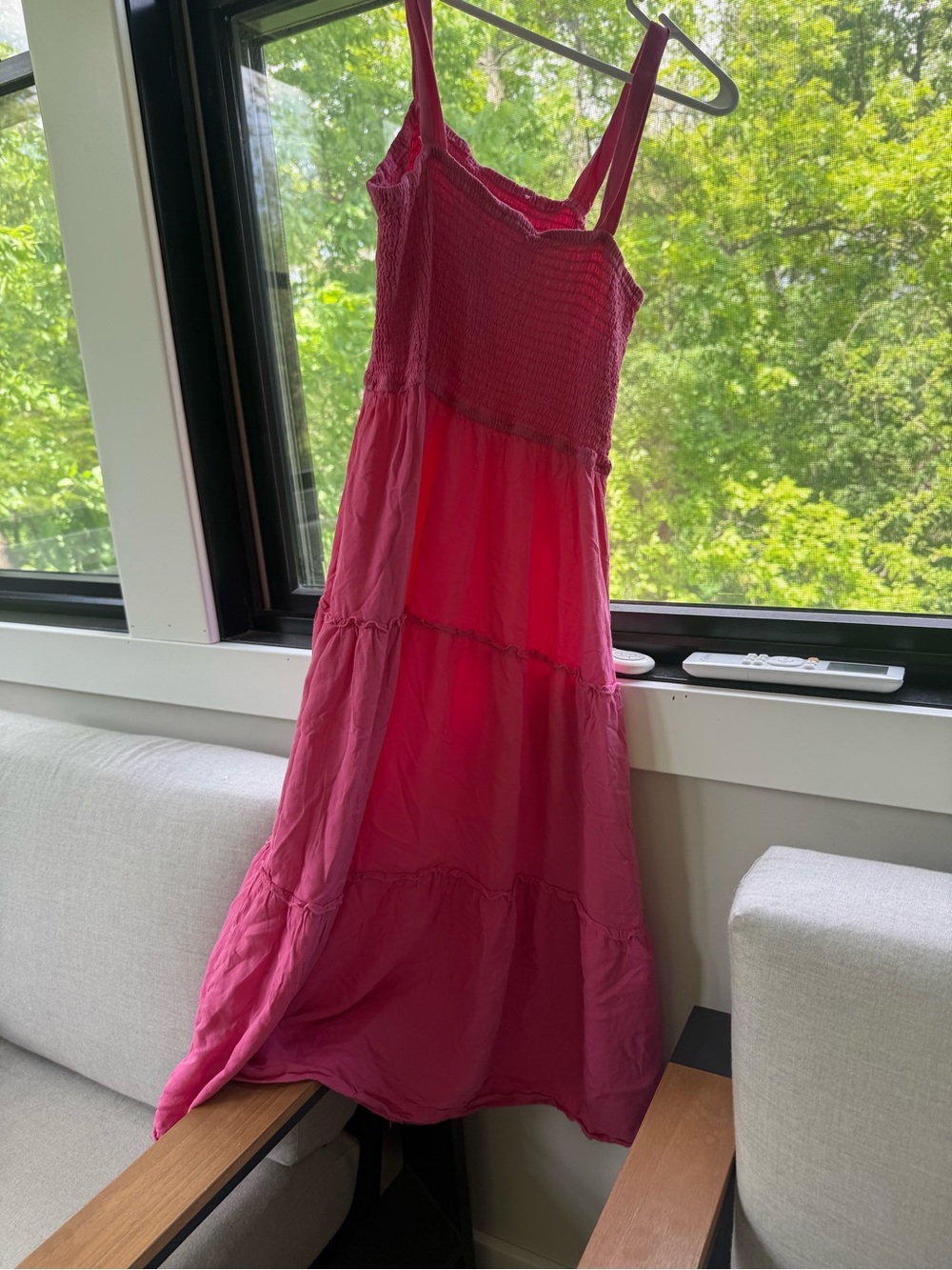 Pink Smocked Tiered Maxi Dress - Women